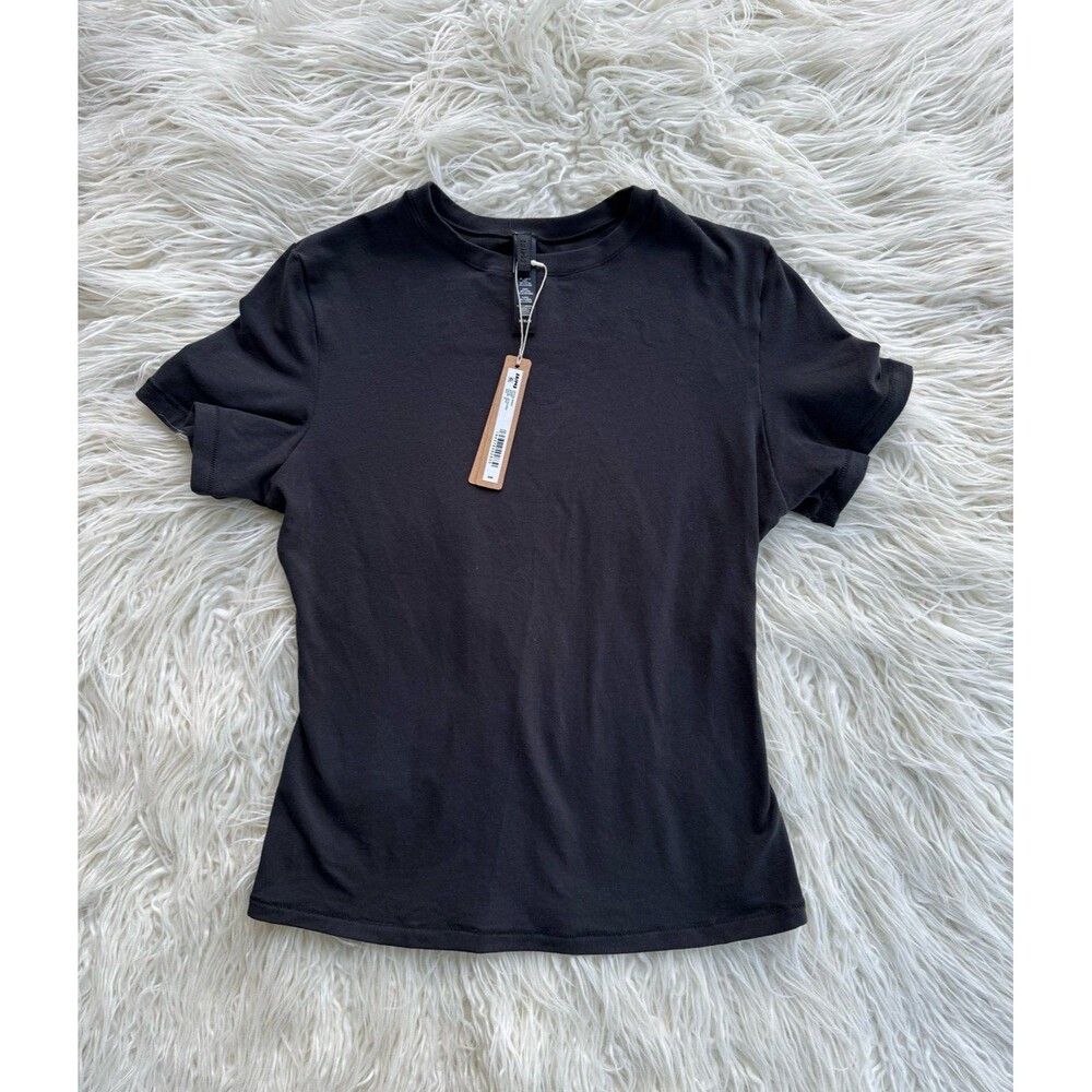 Skims Cotton Jersey T-Shirt Soot Size Medium